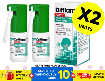 Difflam Forte 15ml Anti-Inflammatary Sore Throat Mouth Ulcers Spray ( X 2 )
