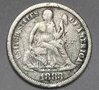 1883 Liberty Seated Dime. 90% Silver. Free Shipping!