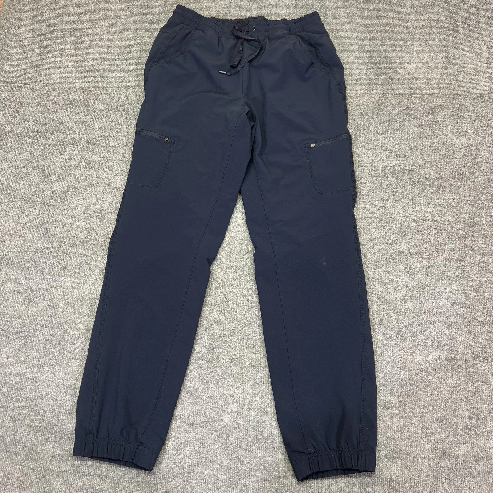 Eddie Bauer Jogger Pants Womens 4 Blue Fleece Lined Hiking Zip Pockets Outdoor