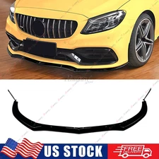 For Mercedes Benz C63 AMG Sedan 15-21 W205 Gloss Black Front Bumper Splitter Lip