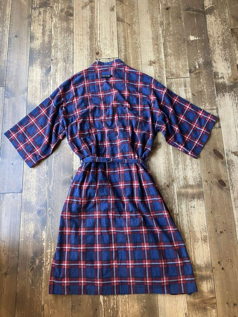 Fear of God Sixth Collection Plaid Flannel Wrap Coat Red Fear of God Sixth Collection Plaid Flannel Wrap Coat Red