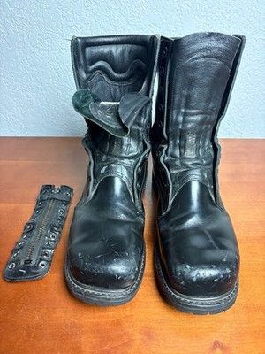 All American Boot Mfg Black Leather Firefighter Duty Boots Vibram Sole 11 EE USA