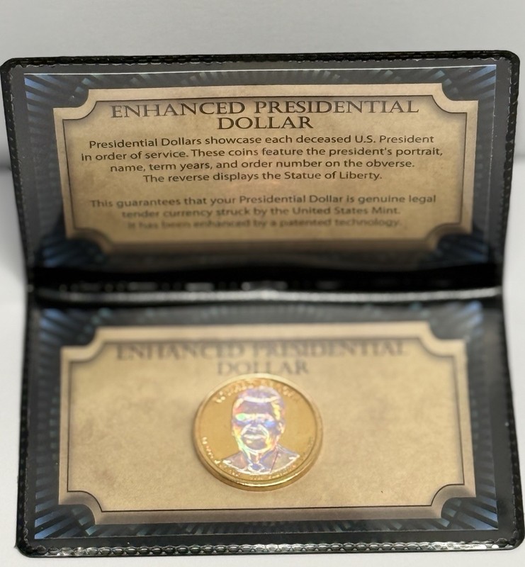2016 $1 Gold Enhanced Hologram Ronald Regan Presidential Dollar