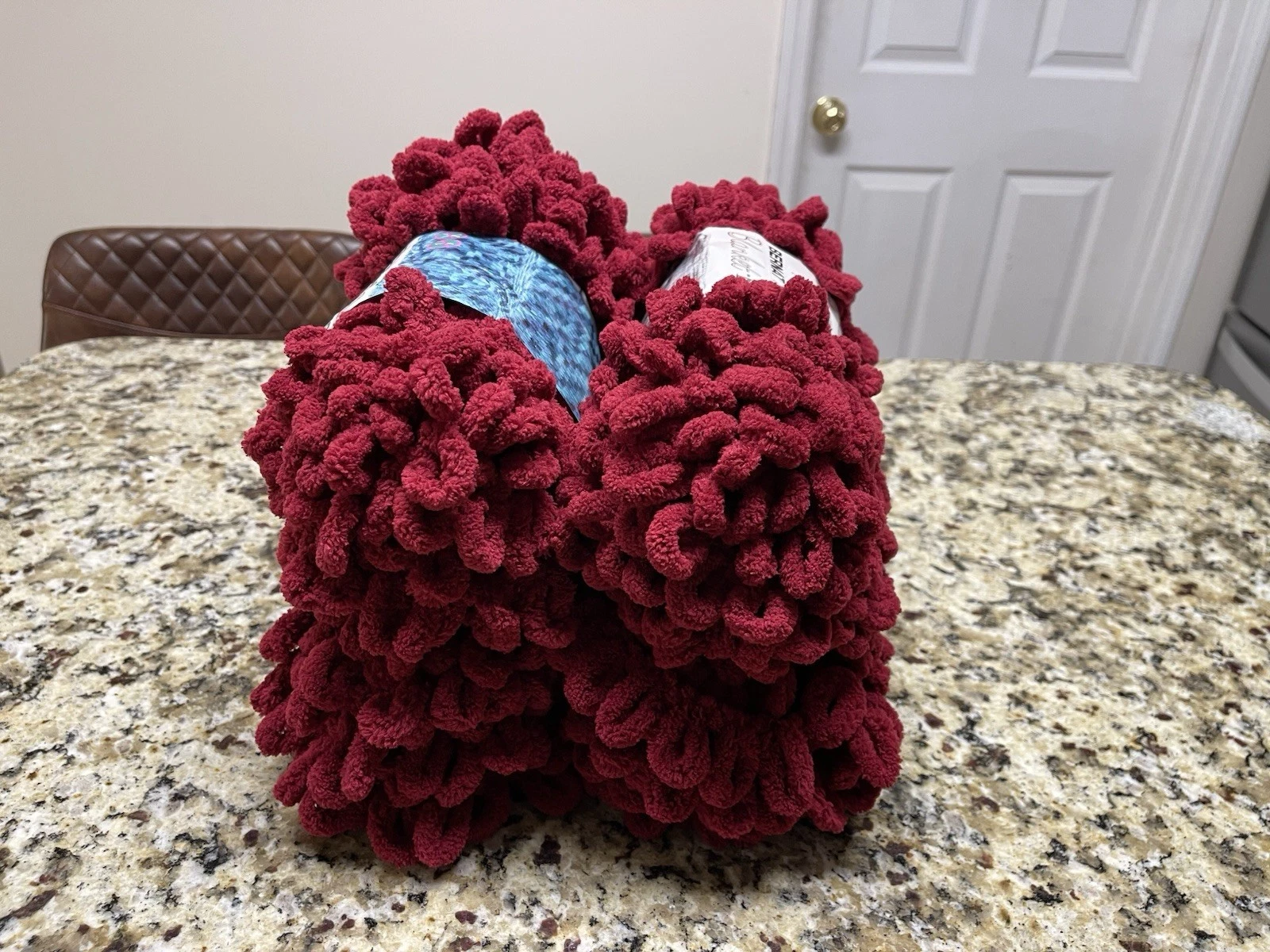 Yarnspirations Blanket-EZ Burgundy Jumbo Yarn 100% Polyester 4 Lot of Skeins - product detail image 3