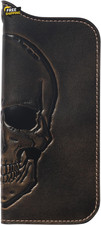 Skull Grommet Long Bifold Wallet for Men, Add Your Chain Biker Wallet