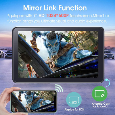 Wireless Car Stereo 7 Inch Touchscreen with Android Auto Bluetooth Camera GPS