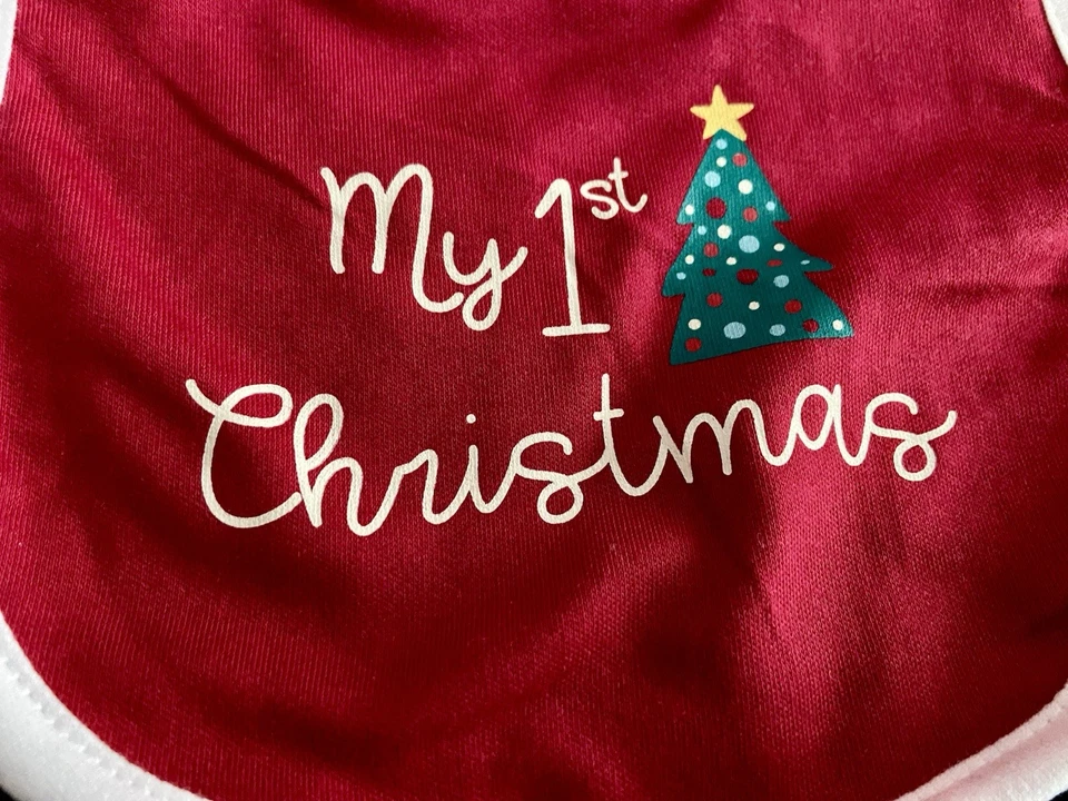 Pack de 3 baberos orgánicos bebé’s 1er Día de Acción de Gracias, Navidad, Año Nuevo regalo de ducha Foto 4 de 4