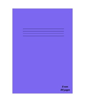 A4 Notebook 8mm line ruled with margin 80 Pages: 90gsm White Paper, Feint Ruled 