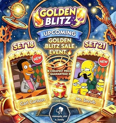   Monopoly Go Golden Blitz Stickers 5  Carl Carlson & 5 Mr. Snrub   
