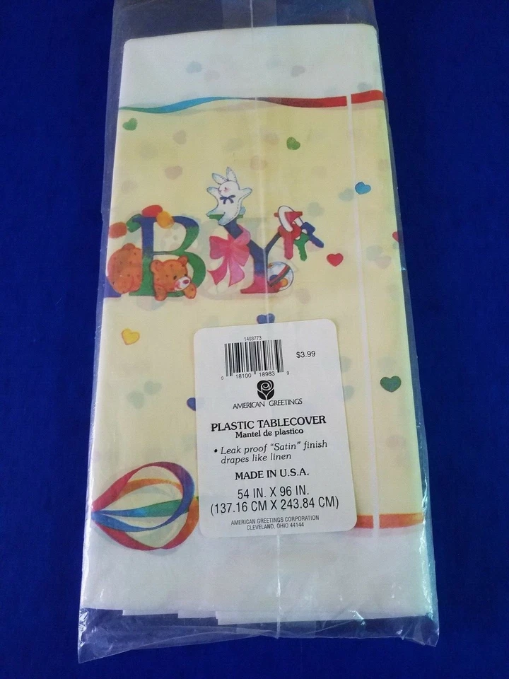 American Greetings Rectangular Plastic BABY SHOWER Table Cover Cloth 54" x 96" - Image 2 of 4