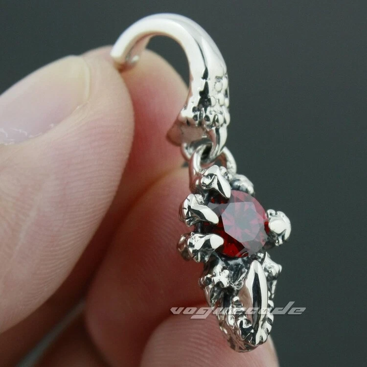 Piedra circonita 925 plata esterlina garra de dragón pendiente punk joyería 8R006D BZ Foto 3 de 4