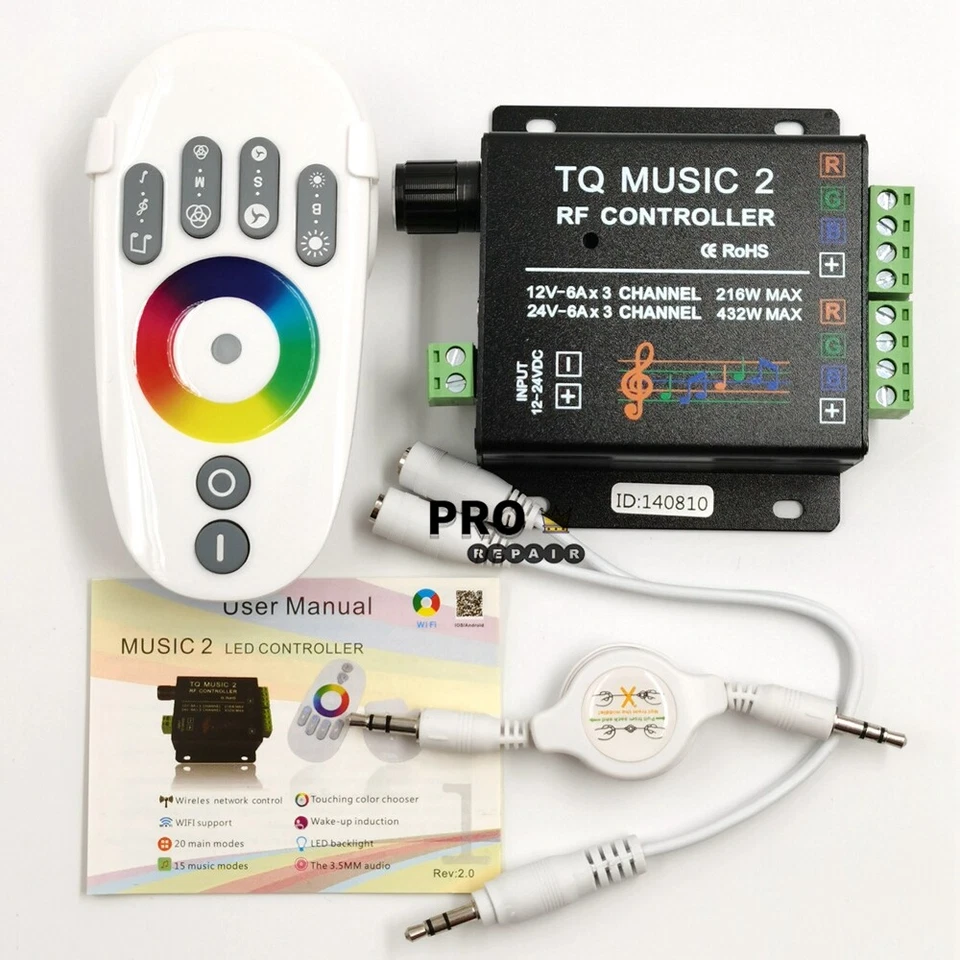 Music Touch RF 18A DC12-24V Audio 3.5mm Remote Control For LED RGB Strip Light - Image 2 of 4
