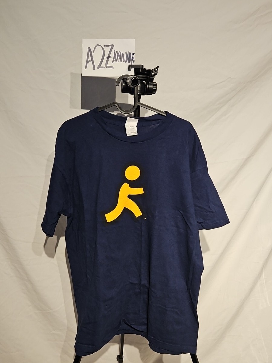 AOL T Shirt Mens XL America Online AIM Logo Running Man Blue