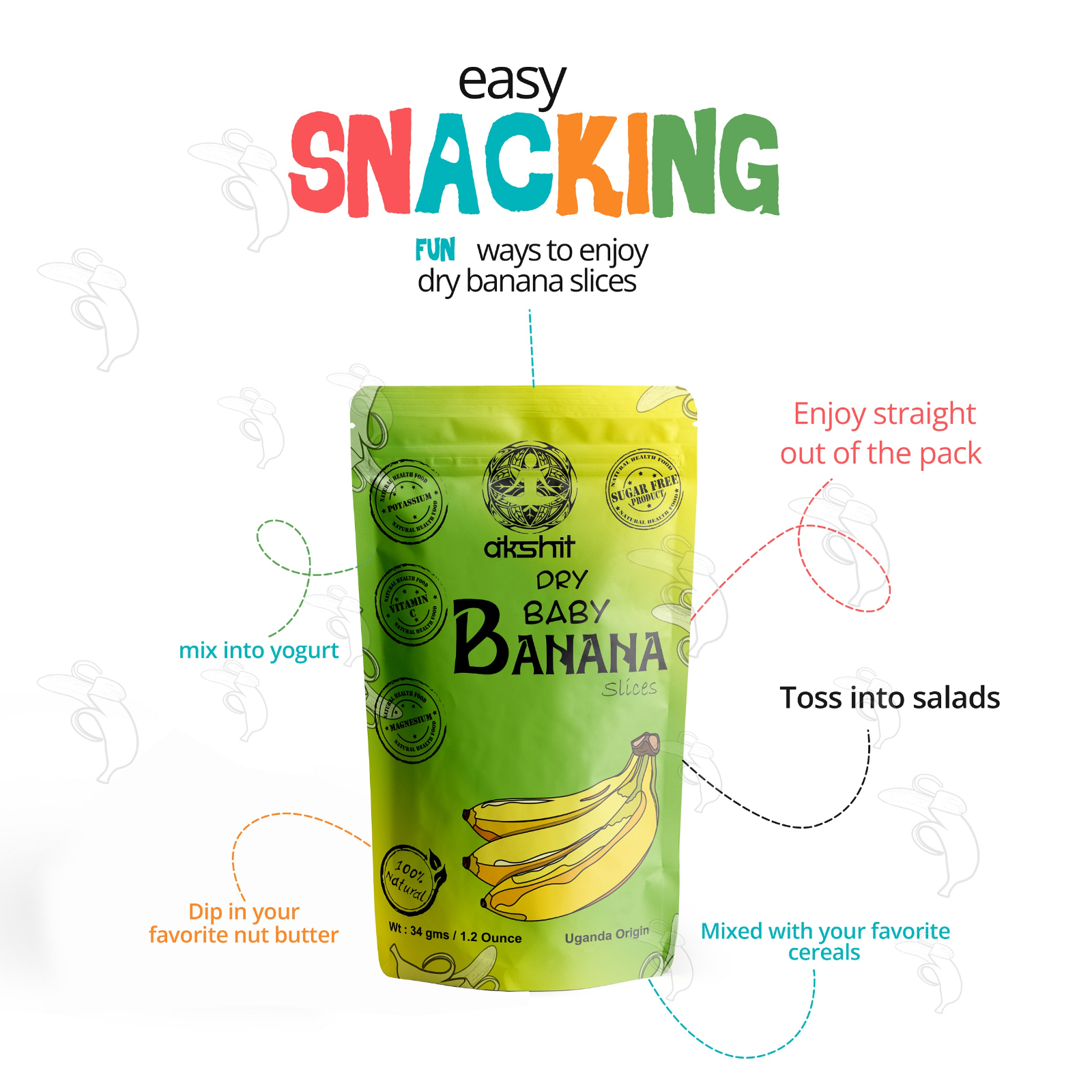 Organic Dried Banana Chips, Unsweetened Bananas,Natural Dried Snacks