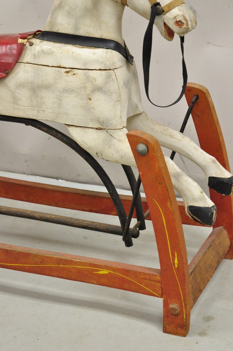 Antique Victorian Rocking Horse Glider Childs Toy Carved Wood