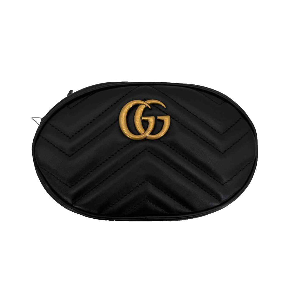 New Gucci Marmont Matelasse Black Belt Bag Size 34