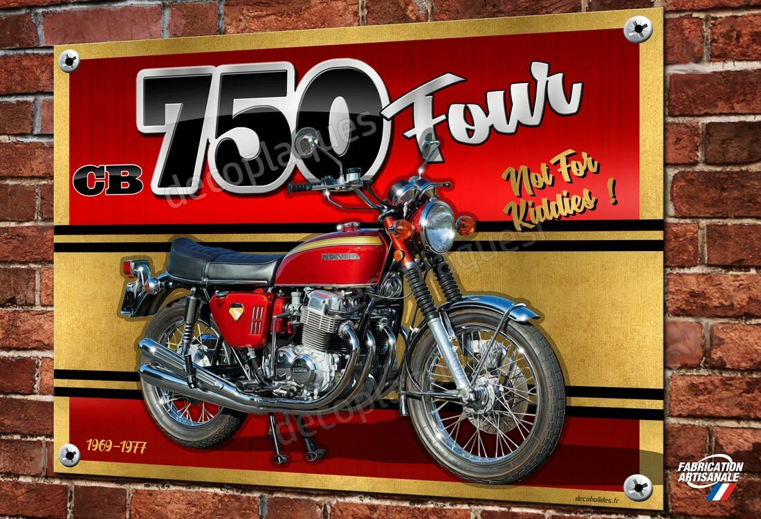 Plaque métal décorative Honda CB 750 FOUR 40x30cm finition vintage