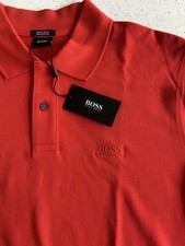 Image of HUGO BOSS CRIMSON RED POLO SHIRT FIRENZE 21”PTP SIZE M BNWT BRAND NEW WITH TAGS