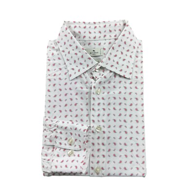 Etro Milano Current White Red Paisley AOP Cotton L/S Button Front Size 41 Mint