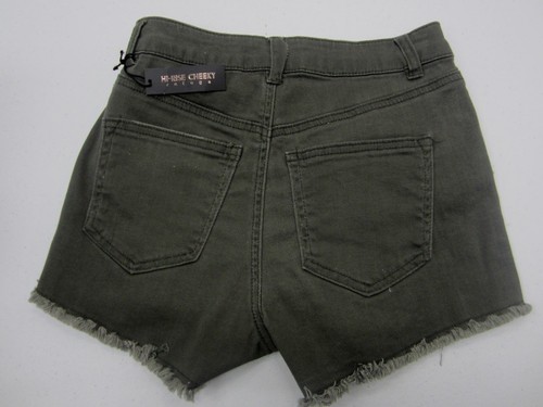 NWT Refuge Olive Denim Shorts Cheeky Hi-Rise 5 Button Charlotte Russe Size 2 - Picture 2 of 3
