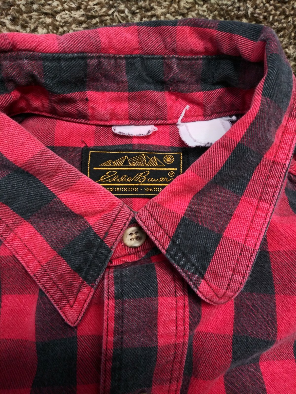 Vintage Mens Eddie Bauer Red Black Buffalo Plaid Long… Gem