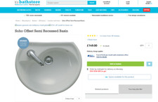 Soho 450mm Offset Semi Recessed 1 Tap Hole Basin - White - BATHSTORE - RRP:£199