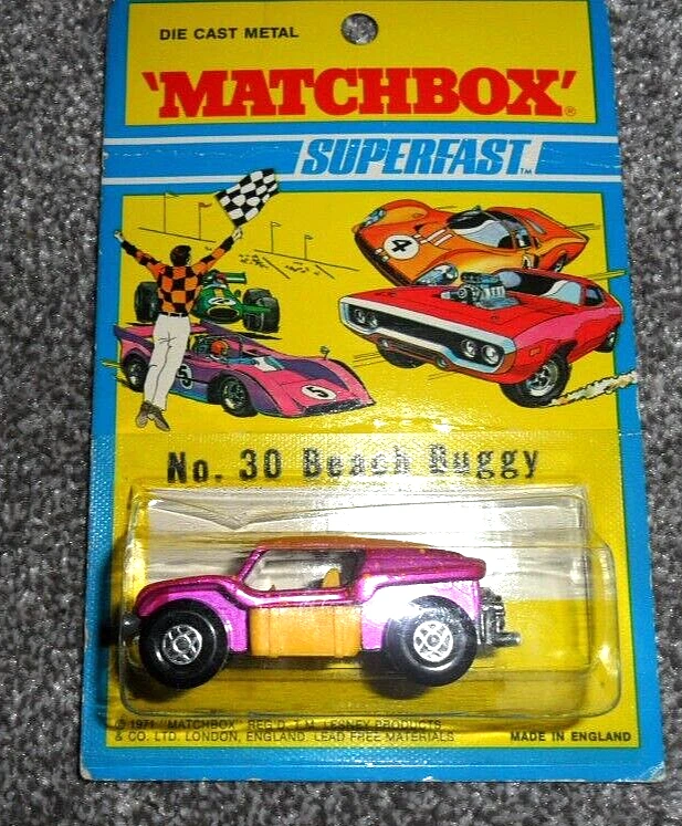 1971 CARD MATCHBOX SUPERFAST PINK Beach Buggy No. 30 & Protecto - Image 2 of 3