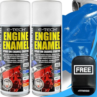 2x E-Tech Blue Engine Enamel Spray Paint Heat Resistant On High Temp ...