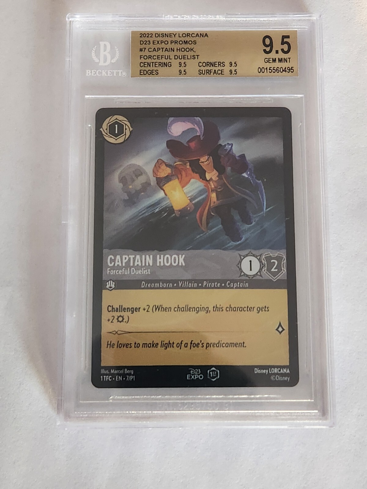 Disney Lorcana D23 Expo #7 Captain Hook Promo Card BGS 9.5