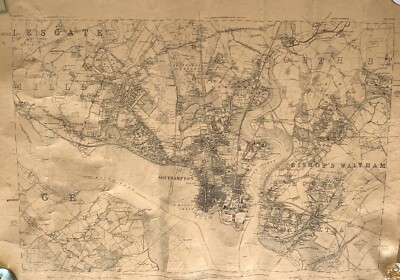 ORIGINAL ORDNANCE SURVEY LARGE SCALE MAP OF SOUTHAMPTON AREA 1871