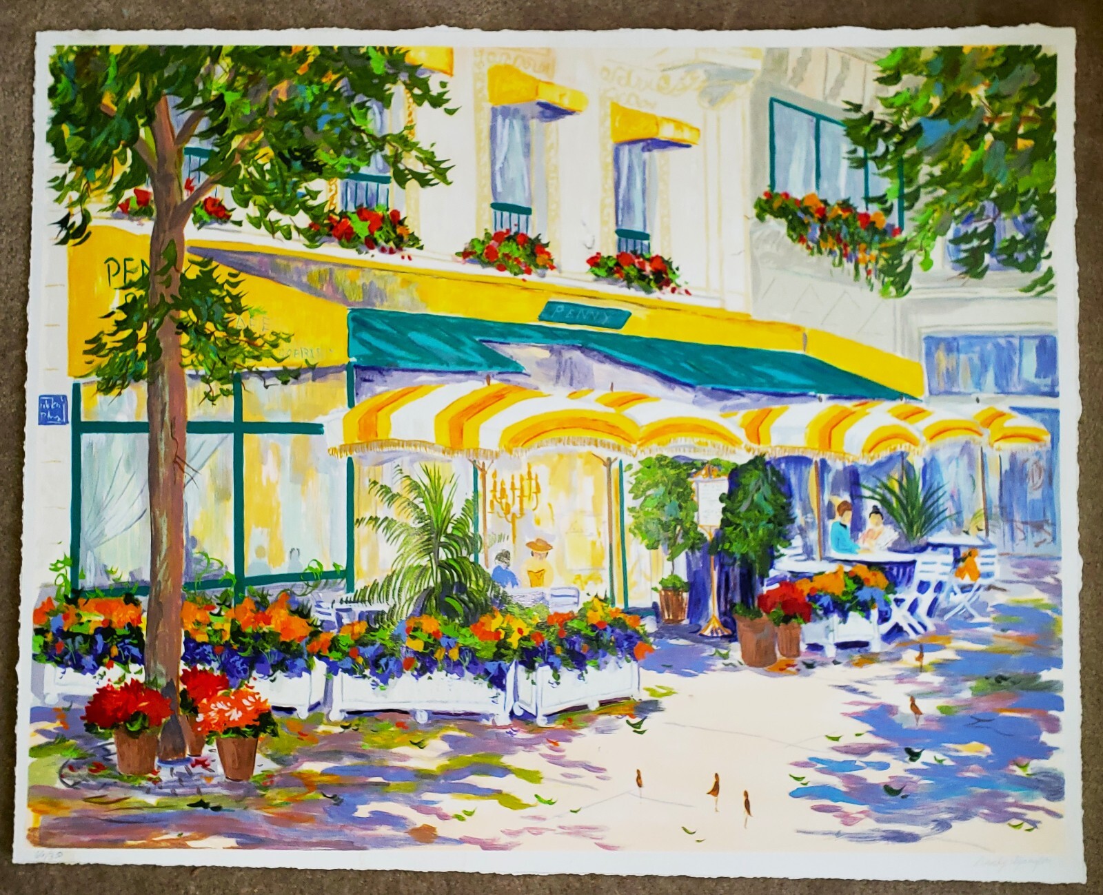 DOROTHY SPANGLER (b. 1928) Pencil SIGNED Cafe Scene Large Serigraph 66/350 WOW!