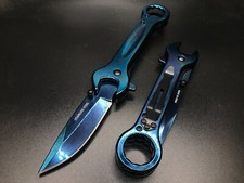 7.5" Blue Wrench Multi-Tool Spring Assisted Open Folding Pocket KNIFE