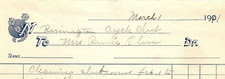 1911 ILION NY REMINGTON CYCLE CLUB BICYCLE ROOM CLEANING BILLHEAD INVOICE Z4654