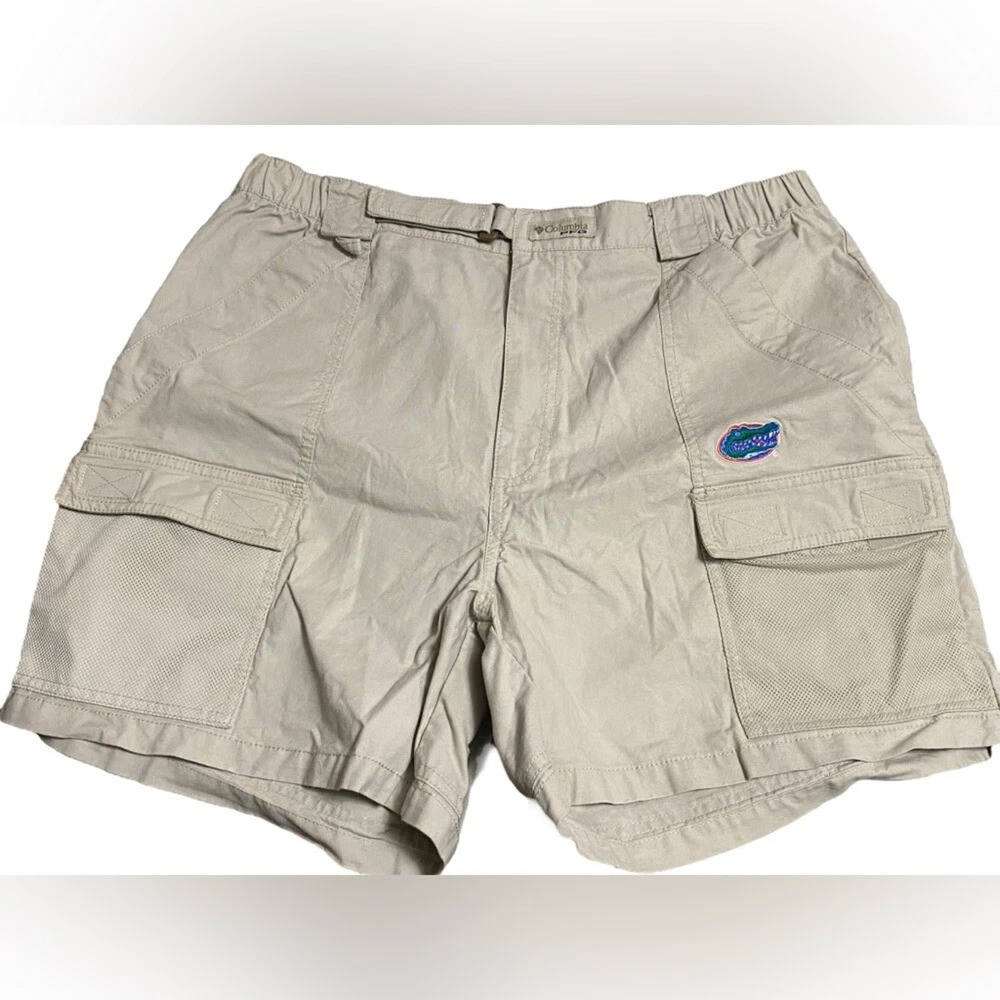 Columbia UF Gators Shorts Mens LARGE Khaki U of Florida Logo NCAA Champions