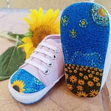 Scarpe Nascita Culla Neonata Dipinte A Mano Idea Regalo Battesimo 6/9Mesi