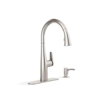 KOHLER Easmor Single-Handle Pull Down Sprayer Kitchen Faucet - Vibrant Stainless
