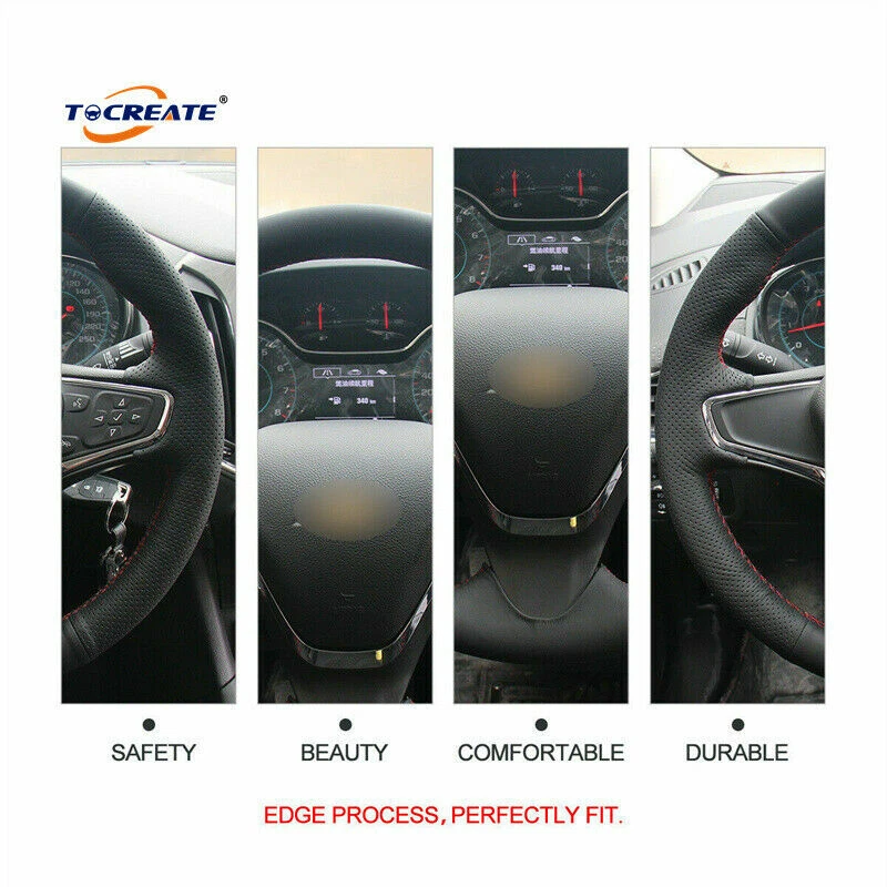 Cubierta de volante de cuero real para Chevrolet Cruze 2015 Volt 2016-2017 #XD03 Foto 3 de 4