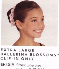 NEW XL Ballerina Blossoms clip on Pale Pink Capezio 4019 Hair Accessory 6" long
