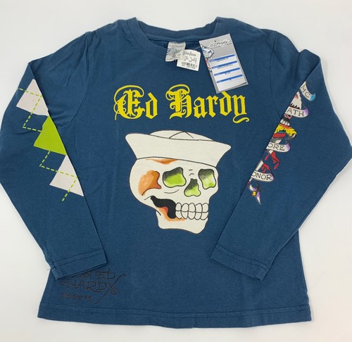 Ed Hardy Kids T-Shirt Boy 4 Blue USMC 
