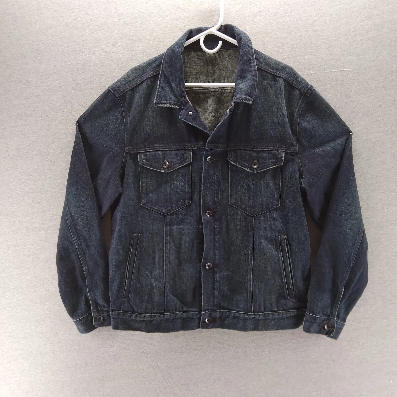 GAP 1969 Jean Jacket Mens XL Denim Trucker Jacket Distressed