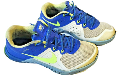 Nike Training Shoes Metcon 2 Flyknit Womens Size 6.5 Neon yellow Gray 821913-003