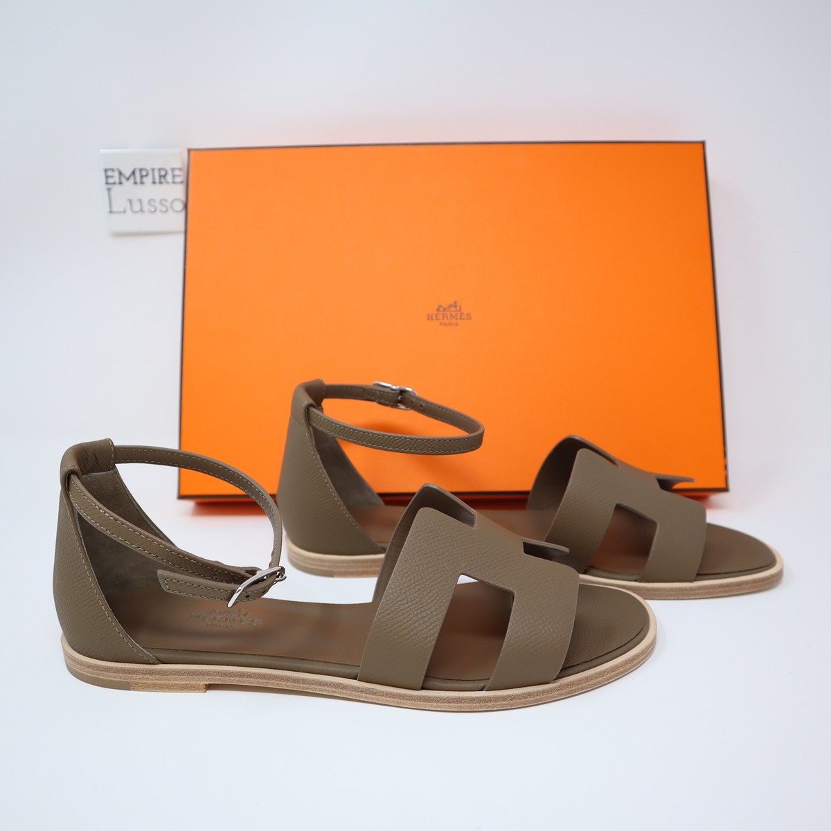 37 HERMES SANTORINI SANDAL ORAN H SANDALS EPSOM LEATHER