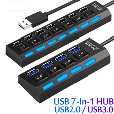 USB 2.0 Hub USB Hub 2.0 Multi USB Splitter Hub Use Power Adapter 4/7 Port
