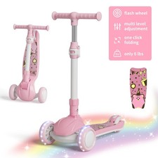 Commugo Kids 3 Wheel Scooter for Ages 3-10 Years Girls/Boys,Toddler Scooter,Pink
