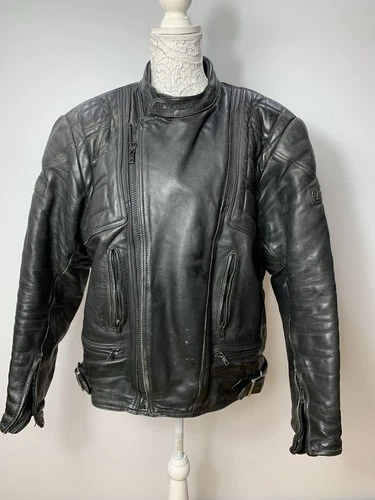 Belstaff Black Leather Motorcycle Jacket Size 48[b.A0-56]