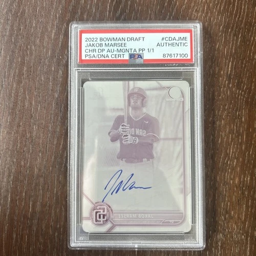 2022 Bowman Draft Jakob Marsee 1st Bowman Magenta Printing Plate Auto 1/1 - Picture 1 of 2