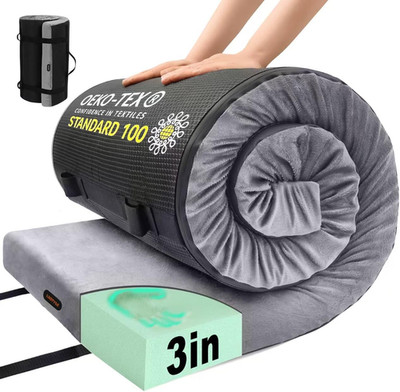 Memory Foam Camping Mattress Pad, 3 Inch Sleeping Pad for Camping, Portable Roll