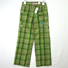 Children's Place Girls 6X 7 Cargo Pants Green Orange Gold Plaid Straight Retro