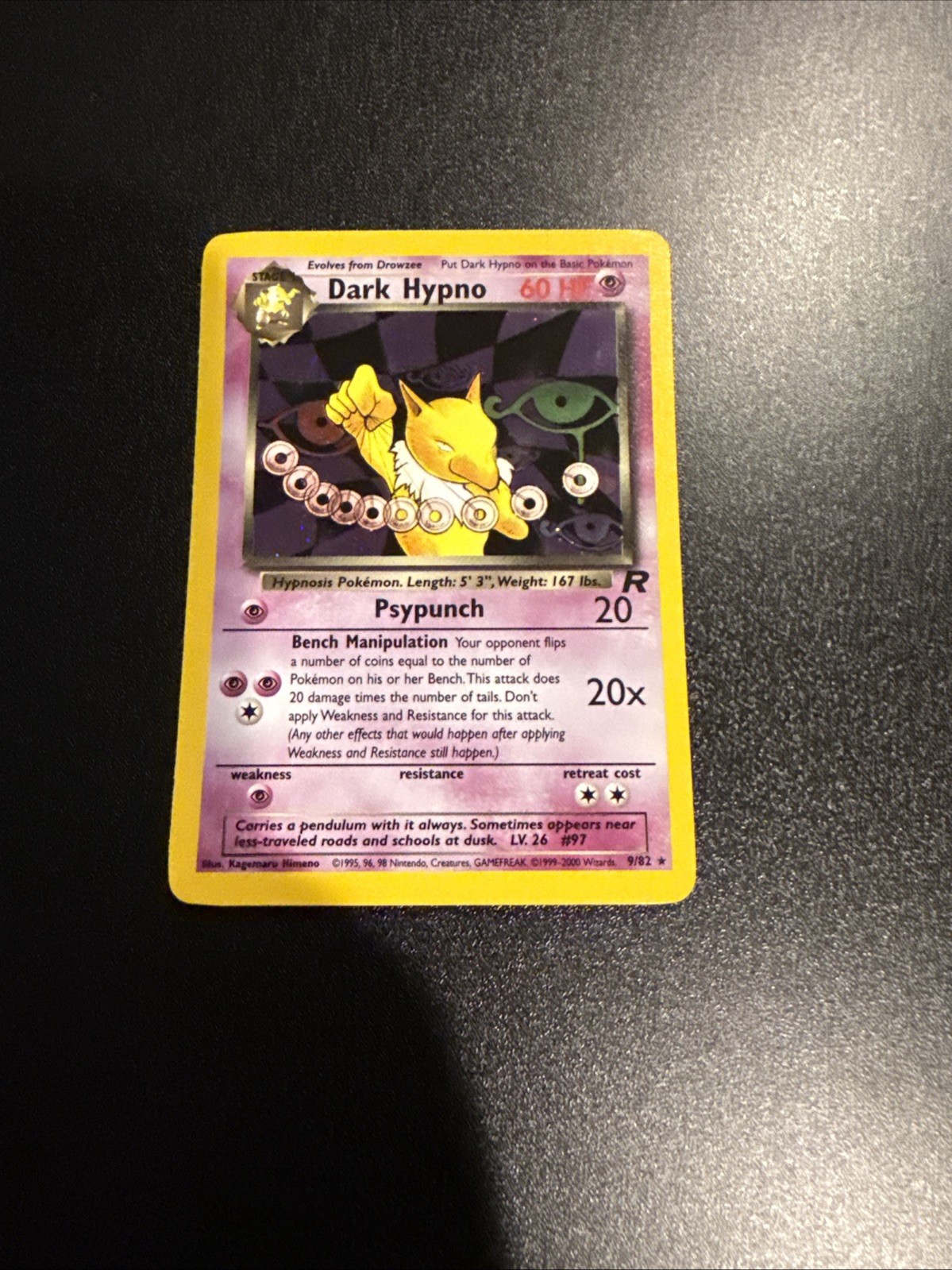 2000 Pokémon TCG Team Rocket Dark Hypno Holo NM English 9/82 Swirl