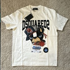 Dsquared2 Men s S White Graphic Logo Crew Nec...